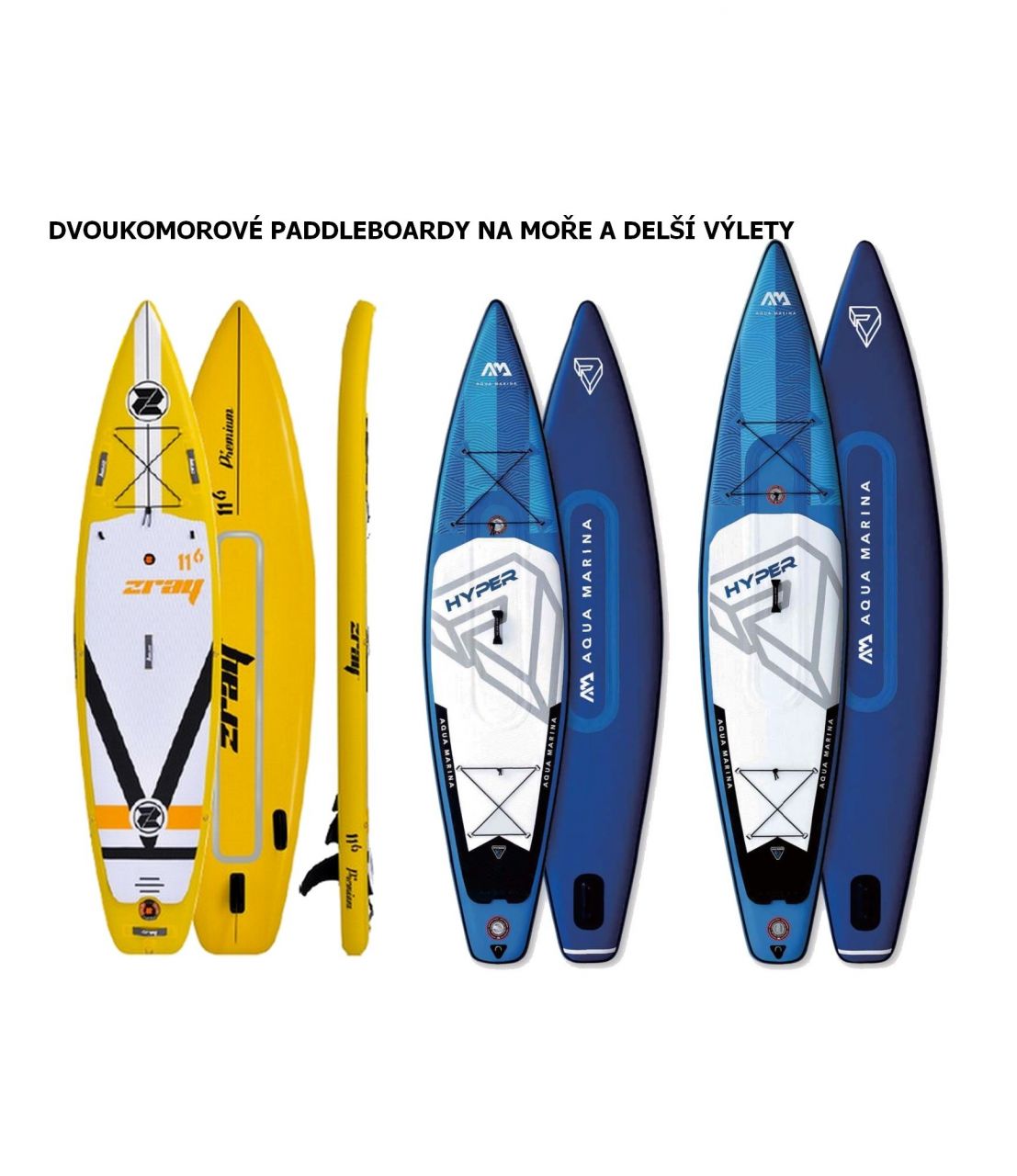 Dvoukomorový paddleboard aquamarina a zray